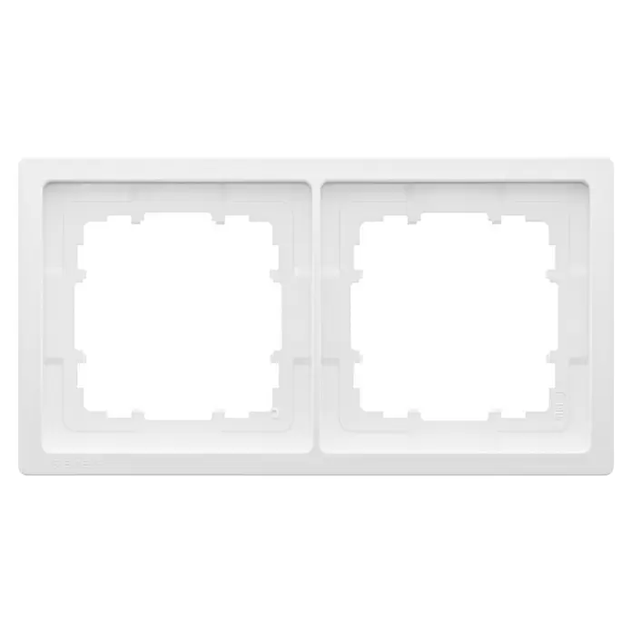 Siemens Delta Style Abdeckrahmen SIE044349 - Polar Weiß, 2-fach, Kunststoff, Schrauben - Weißer Kunststoff-Doppelrahmen von Siemens für zwei elektrische Schalter oder Steckdosen.