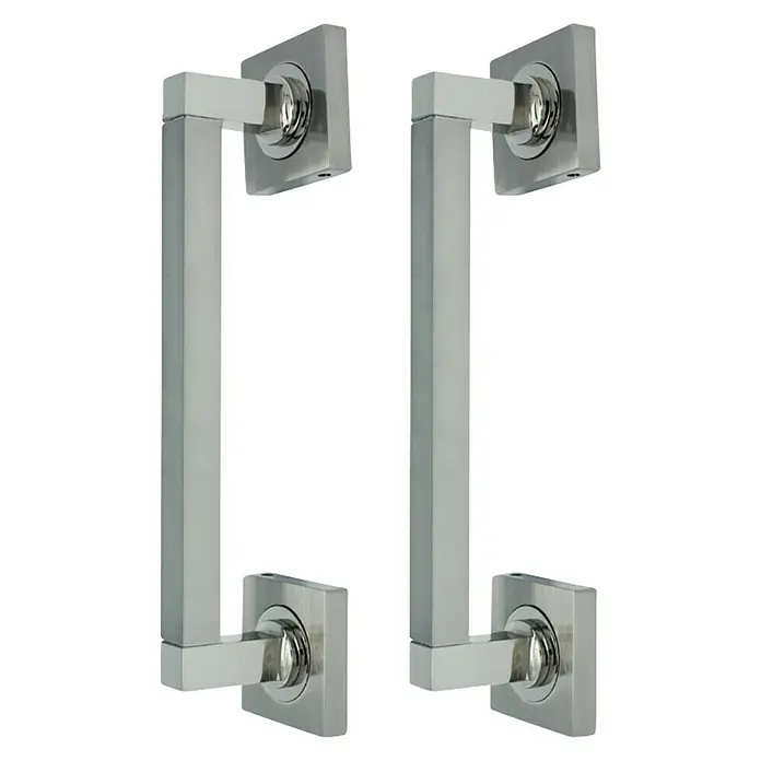 GDK Manillón AP-05 SNNP - Aluminio, Cuadrado - Dos manijas de puerta cuadradas de níquel cepillado.