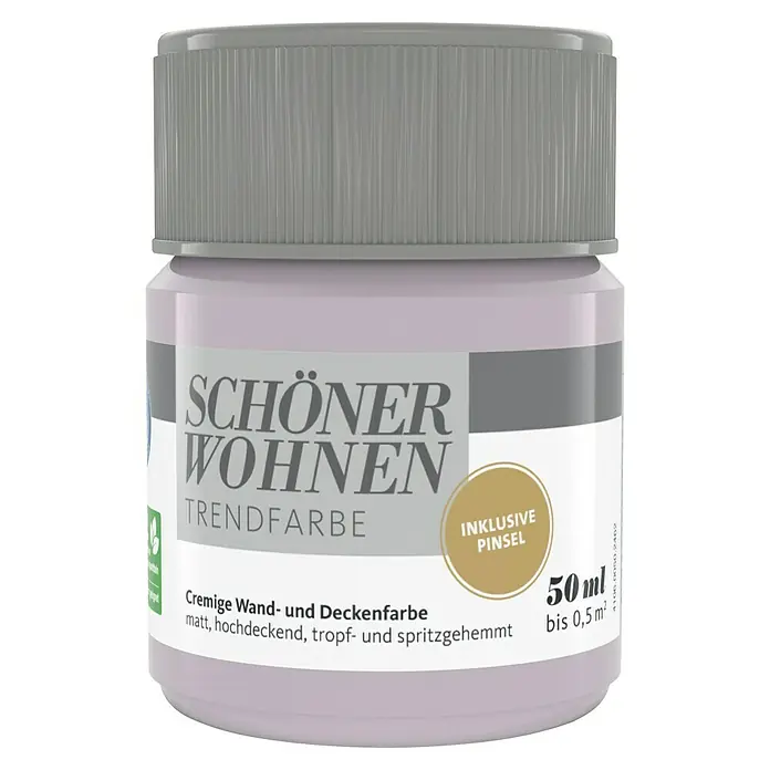 SCHÖNER WOHNEN-Farbe Farbtester Trendfarbe - Donut, Matt, 50 ml, Konservierungsmittelfrei - Ein Tiegel "Schöner Wohnen Trendfarbe" Wand- und Deckenfarbe in einer 50ml-Größe, inklusive Pinsel für kleine Ausbesserungsarbeiten im Haus.