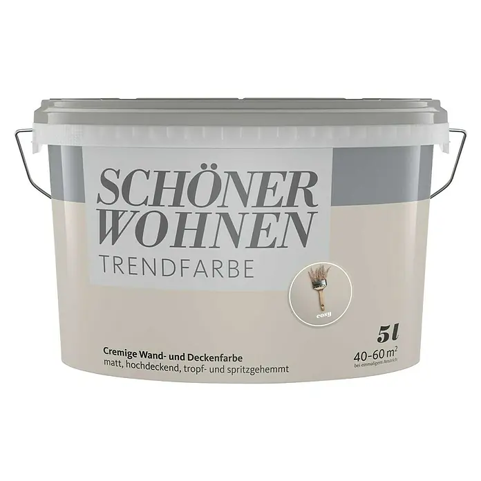 SCHÖNER WOHNEN-Farbe Wandfarbe Trendfarbe - Cosy, Matt, 5 l, Konservierungsmittelfrei - Eimer Schöner Wohnen Trendfarbe "cosy", eine cremige, matte Wand- und Deckenfarbe mit guter Deckkraft und Spritzschutz für ein schönes Zuhause.