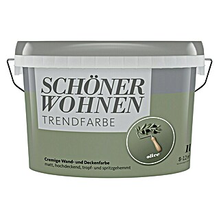 SCHÖNER WOHNEN-Farbe Wandfarbe Trendfarbe (Olive, Matt, 1 l, Konservierungsmittelfrei)