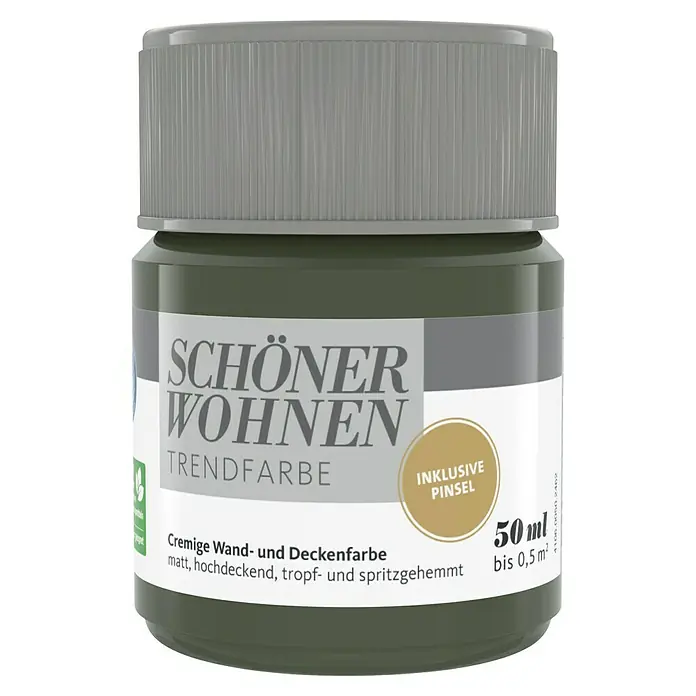 SCHÖNER WOHNEN-Farbe Farbtester Trendfarbe - Toskana, Matt, 50 ml, Konservierungsmittelfrei - Dose Schöner Wohnen Trendfarbe, cremige Wand- und Deckenfarbe in matt, inklusive Pinsel, 50 ml für bis zu 0,5 m².