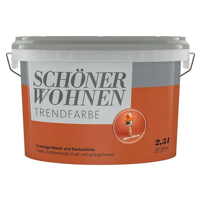 SCHÖNER WOHNEN-Farbe Wandfarbe Trendfarbe - Aperitivo, Matt, 2,5 l, Konservierungsmittelfrei - Eimer Schöner Wohnen Trendfarbe "aperitivo" Wand- und Deckenfarbe, 2,5l für den Innenbereich.