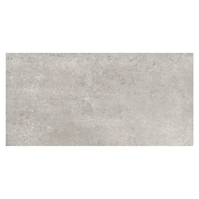 My Home Feinsteinzeugfliese - 30 x 60 cm, Grau, Matt - Texturierte, hellgraue Oberfläche in Betonoptik mit gealterter Beschaffenheit, ideal für Böden oder Wandverkleidungen.