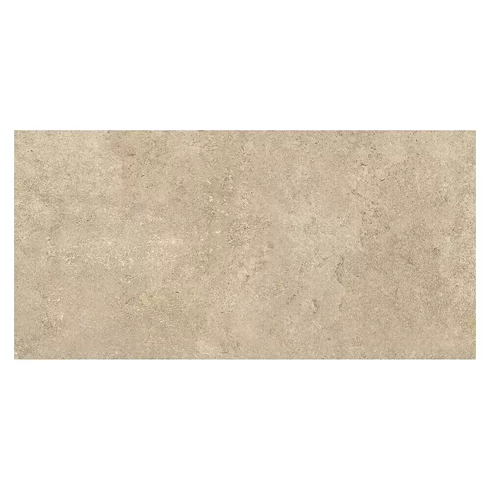 My Home Feinsteinzeugfliese - 30 x 60 cm, Beige, Matt - Rechteckige, hellbraune Fliese mit natürlicher, abgenutzter Stein- oder Betontextur, geeignet für Boden und Wände.