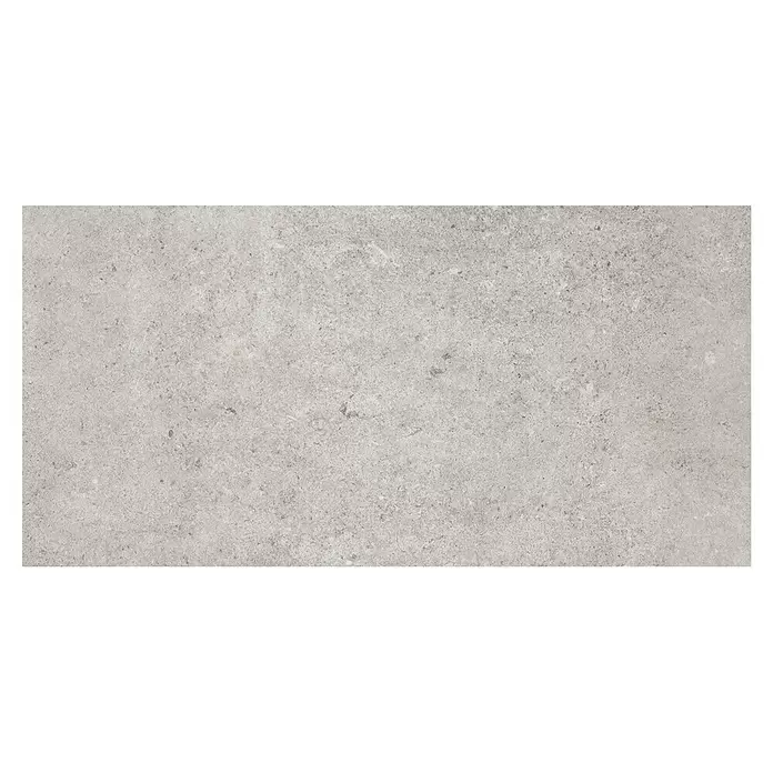 My Home Feinsteinzeugfliese - 30 x 60 cm, Grau, Matt - Rechteckige hellgraue Fliese mit Betonstruktur.