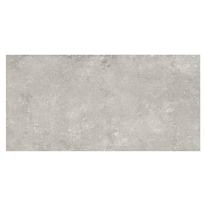 My Home Feinsteinzeugfliese - 30 x 60 cm, Grau, Matt - Hellgraue rechteckige Fliese mit texturierter Betonoptik.