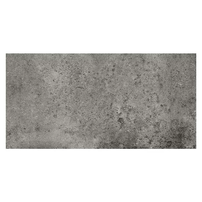 My Home Feinsteinzeugfliese - 30 x 60 cm, Dunkelgrau, Matt - Raue dunkelgraue Betonstruktur mit verwitterter, unebener Oberfläche.