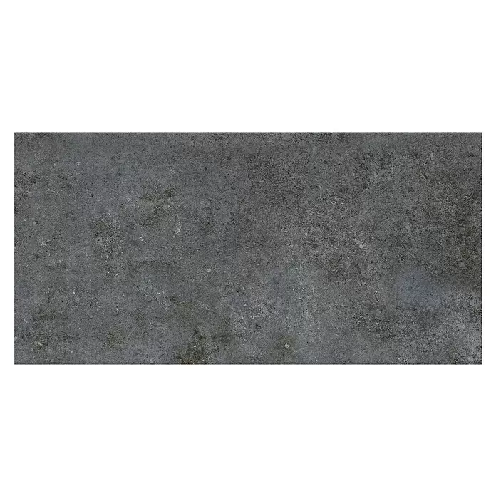 My Home Feinsteinzeugfliese - 30 x 60 cm, Multi, Matt - Dunkelgraue, raue, strukturierte Oberfläche mit leichten Abnutzungsspuren und Farbnuancen.