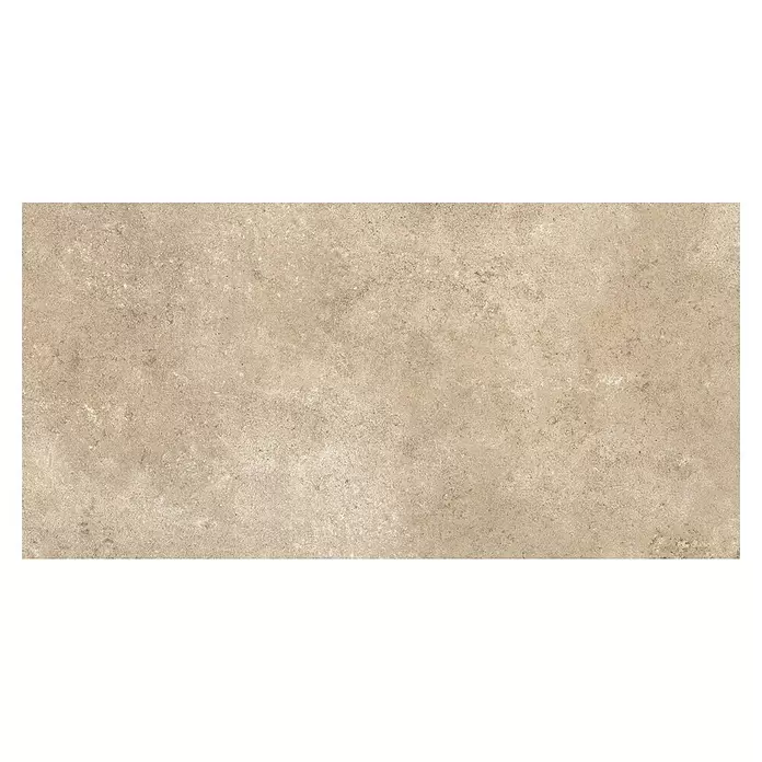 My Home Feinsteinzeugfliese - 30 x 60 cm, Beige, Matt - Rechteckige beige Fliese mit texturierter, gesprenkelter Steinoberfläche.