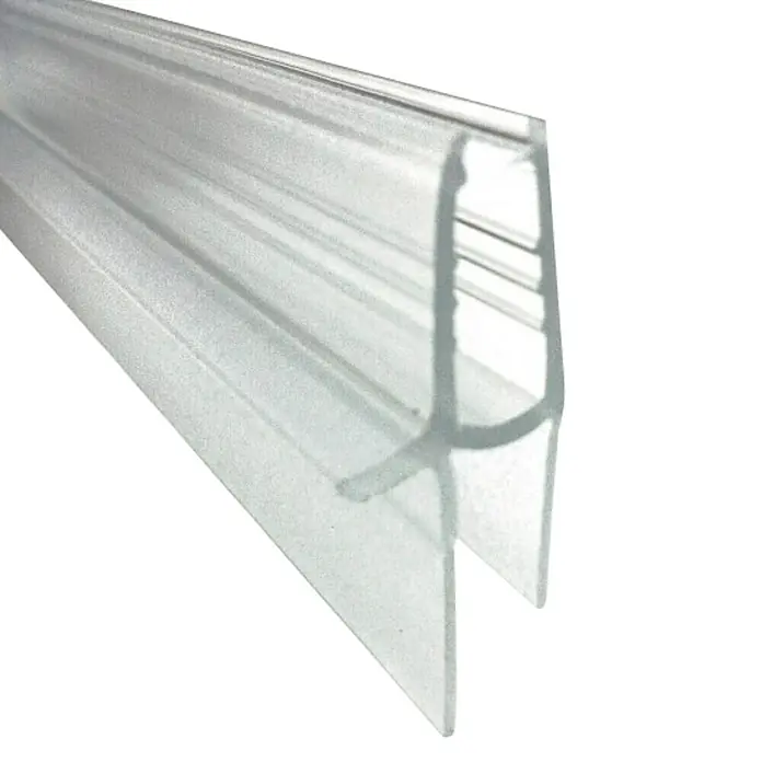 Perfil de sellado vierteaguas 2P 6-8 - L x An x Al: 100 x 3 x 4,3 cm - Perfil de sellado de vidrio transparente, ideal para puertas de ducha. Asegura un cierre hermético y evita fugas de agua.