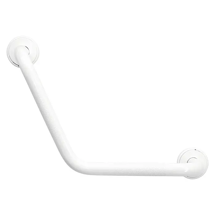 CM Baños Asidero de baño antideslizante tipo L - Aluminio, Blanco - Barra de apoyo blanca en forma de L para baño o ducha, que ofrece soporte y seguridad.