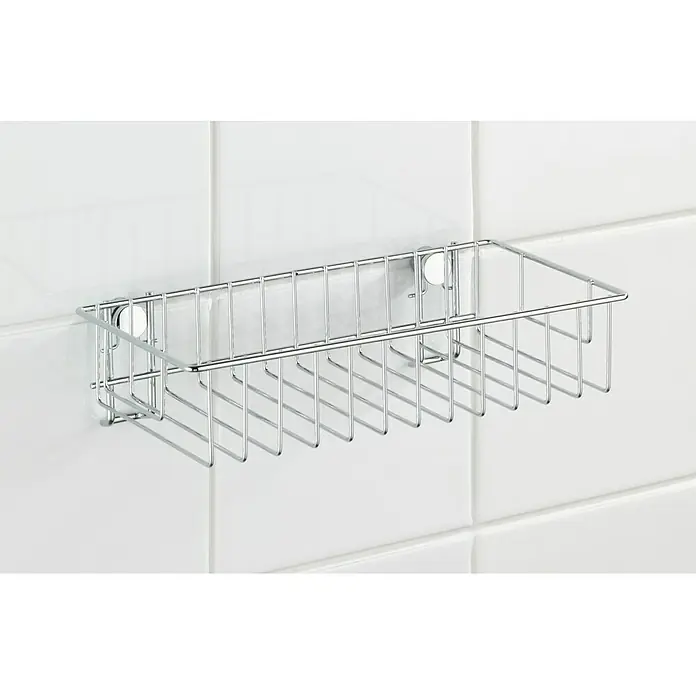 Wenko Classic Duschkorb - L x B x H: 14 x 24 x 6,5 cm, Edelstahl, Verchromt - Verchromter Duschkorb zur Wandmontage mit Saugnäpfen, ideal für Badutensilien. Praktisch und platzsparend für Dusche oder Badewanne.
