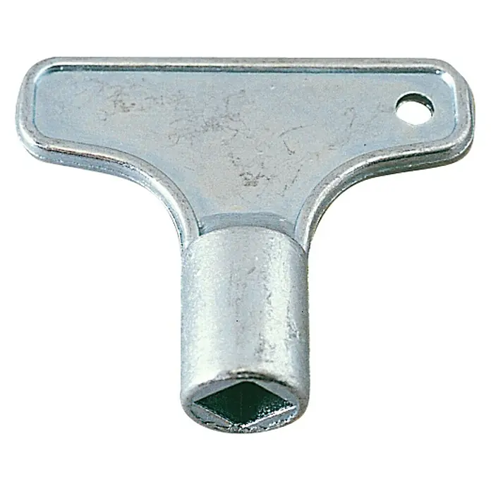 Llave para purgador - 1 ud. - Esta robusta llave de válvula de metal es perfecta para abrir y cerrar válvulas en diversas aplicaciones, ofreciendo un rendimiento fiable.