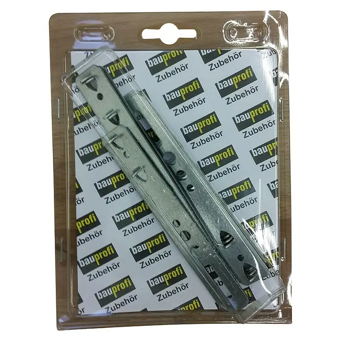 Kit de accesorios de fijación - 6 ud. - Detalle de unas guías de cajón Bauprofi Zubehör en un paquete, ideales para la construcción de muebles y proyectos de bricolaje.