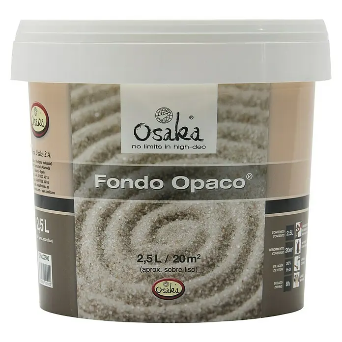 Osaka Pintura acrílica - Fondo opaco, 2,5 l - Un cubo de imprimación Osaka Fondo Opaco, ideal para preparar superficies, contiene 2,5L y proporciona una cobertura de 20m².