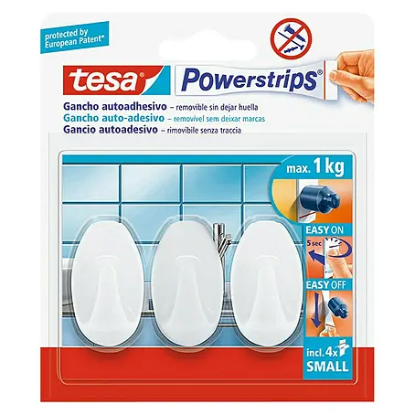 Tesa Powerstrips Gancho autoadhesivo Mini Gancho Ovalado
