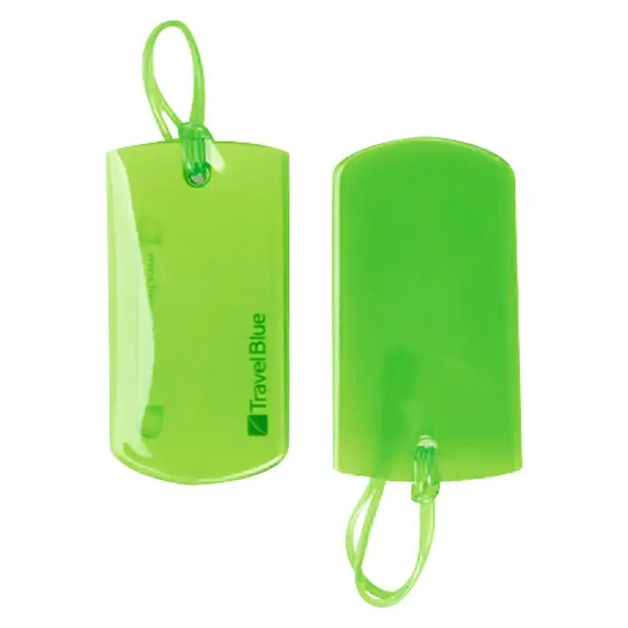 Nite Ize Placa identificativa para maleta - L x An: 55 x 10 cm, 2 ud. - Dos etiquetas de equipaje de plástico verde brillante de TravelBlue con presillas de sujeción para fácil enganche.
