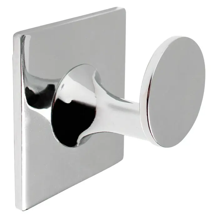 Bath Stage B-Square Colgador - Número de ganchos: 1 ud. - Primer plano de un perchero de pared cuadrado cromado, perfecto para baños o pasillos.
