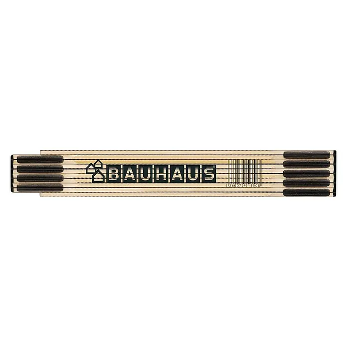 BAUHAUS Metro de madera - Girona, Largo: 200 cm - Flexómetro plegable Bauhaus, una herramienta de medición práctica para la construcción y proyectos de bricolaje, robusta y precisa.
