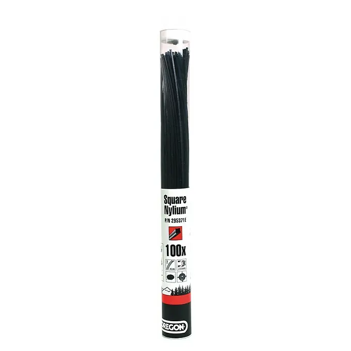 Oregon Hilo de repuesto Nylium - Longitud de hilo: 42 cm, Grosor de hilo: 3,75 mm - Un paquete de hilo Oregon Square Nylium, con 100 unidades de 42 cm de largo y 2,55 mm de diámetro, para un corte de jardín eficiente.