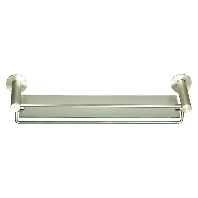 MSV Sîwa Estante para baño - L x An x Al: 13 x 49 x 12 cm, Acero inoxidable, Plateado - Toallero de pared con estante de vidrio y acero inoxidable para guardar toallas y accesorios de baño.