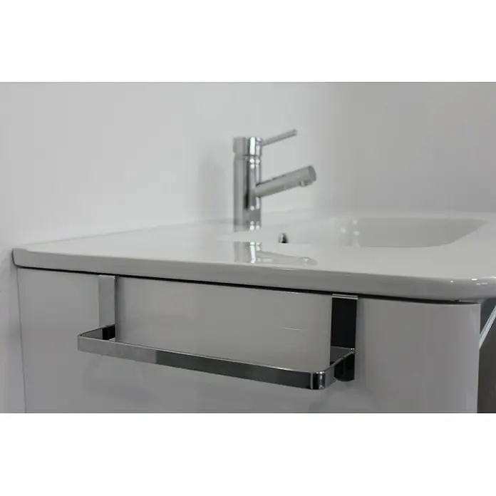 Deblanch Toallero de gancho Vento 25 - Cromo, Brillante - Un mueble bajo lavabo blanco con un práctico toallero metálico. Elegante mueble de baño para más organización.