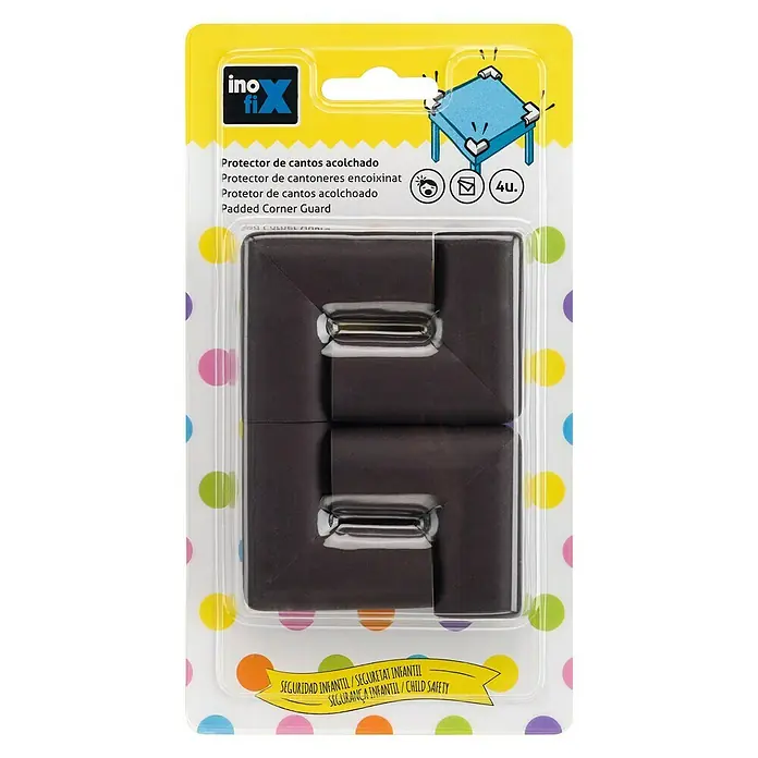 Inofix Protector para esquina 5002-4- - Marrón, 4 ud. - Embalaje de protectores de esquinas acolchados Inofix, ideal para proteger a los niños de los bordes afilados.