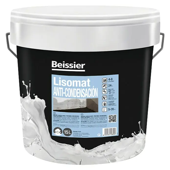 Beissier Pintura acrílica anti-condensación Lisomat - Blanco, 15 l - Un cubo de pintura ant-condensación Beissier Lisomat, ideal para paredes y techos húmedos para evitar la condensación.