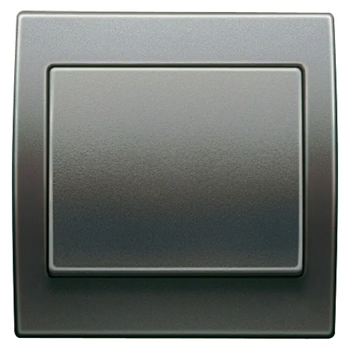 Siemens Delta Iris Marco - Antracita, Modelo de mecanismos: x 1, Plástico, Colocar - Primer plano de un interruptor de luz de color plateado con forma rectangular y superficie lisa para uso interior.