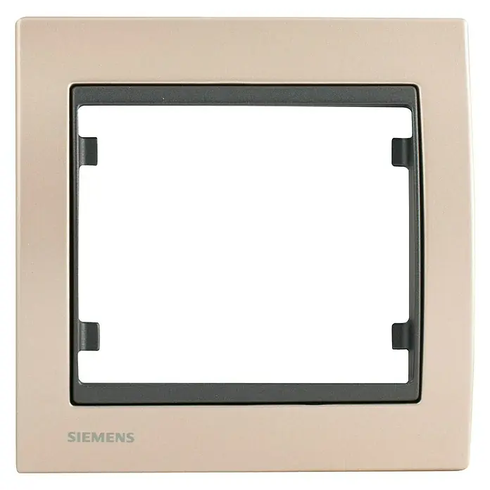 Siemens Delta Iris Marco - Dorado malta, Modelo de mecanismos: x 1, Aluminio, Colocar - Marco de Siemens beige y negro. El marco es cuadrado y tiene un recorte en el centro. Perfecto para interruptores y enchufes.