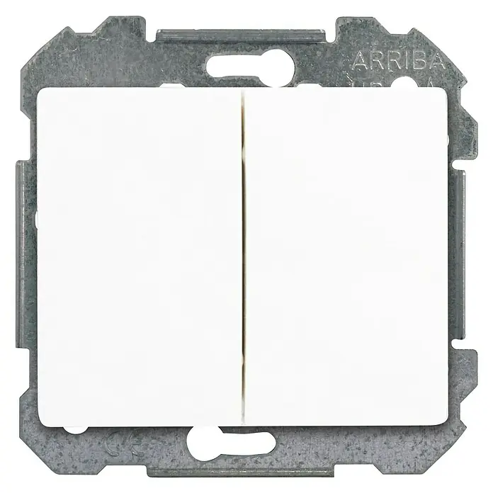 Siemens Delta Iris Conmutador doble - Blanco, Colocar, Aluminio - Inserto doble interruptor de luz Arriba, blanco puro, con marco metálico robusto para una fácil instalación y un aspecto elegante.