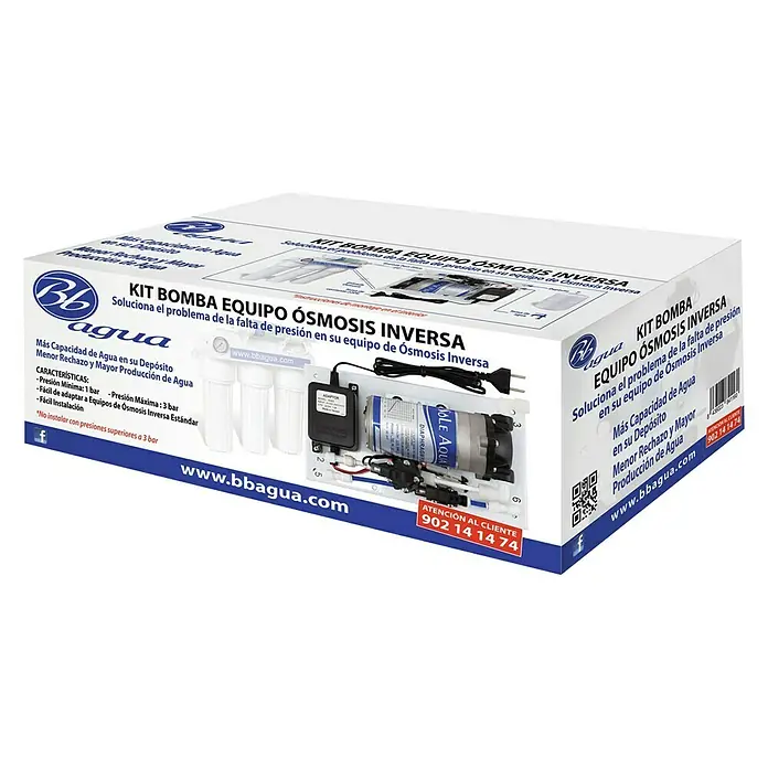 Bb agua Bomba de agua a presión - Apto para: Equipos de ósmosis - Caja de bomba para equipo de ósmosis inversa. Soluciona problemas de presión para mayor capacidad y menor rechazo de agua.