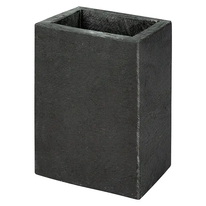 Bath Stage B-Black Portacepillos - L x An x Al: 5 x 7,5 x 11 cm, Cerámica - Una elegante maceta rectangular de color antracita hecha de material rugoso. Ideal para plantas de interior o como elemento decorativo.