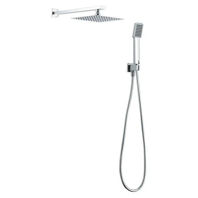 Imex Sistema de ducha empotrado Cies - Con grifo termostático, Cromo - Juego de cabezal de ducha cromado con rociador y teleducha para un diseño de baño moderno.