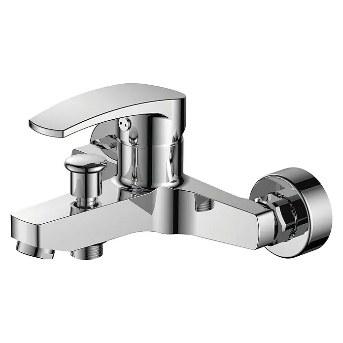 Cosmobath Arthur Grifo monomando de bañera - Cromo, Brillante - Imagen de un grifo de bañera cromado brillante. Un diseño elegante para baños modernos garantiza durabilidad y facilidad de uso.
