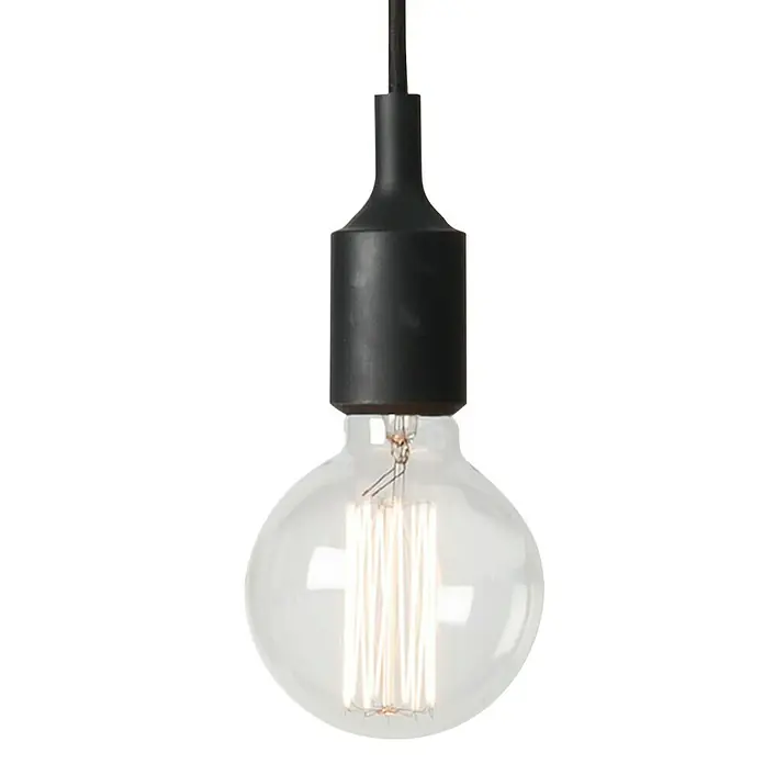 Sulion Lámpara colgante Silikon - 60 W, L x An x Al: 10 x 10 x 125 cm, Negro, E27 - Lámpara colgante negra con bombilla clara, emitiendo una luz cálida y acogedora. Perfecta para espacios modernos, añadiendo un toque elegante.