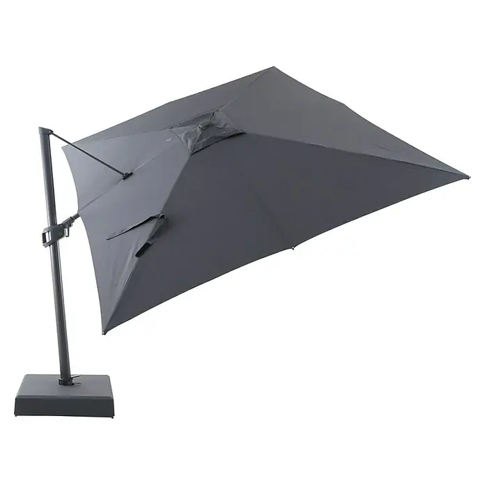 Sunfun Parasol de jardín Corfu - Antracita, 300 x 400 cm, Aluminio - Sombrilla cuadrada voladiza gris con poste lateral y base robusta, ideal para protección solar fiable y soluciones de sombra versátiles.