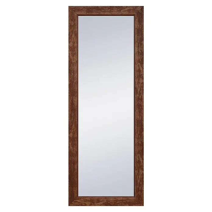 Espejo de pared Fantasía - 56 x 136 cm, Avellana - Espejo con marco marrón. El espejo es rectangular y el marco tiene una textura única que le da al espejo un aspecto rústico.
