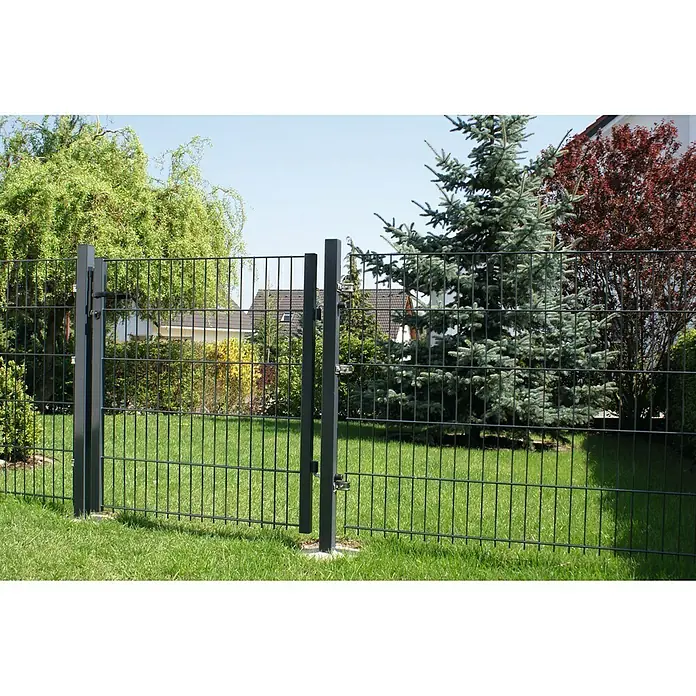 Hadra Zauntor Small - 1 x 1,2 m, Anthrazit, Metall - Ein Gartenzaun mit Tür, ideal für die Grundstücksbegrenzung und bietet Sicherheit. Der Zaun ist aus robustem Material gefertigt.