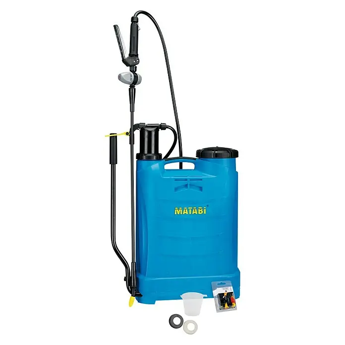 Matabi Sulfatadora Evolution 16 - Plástico - Pulverizador de mochila azul Matabi con accesorios para jardinería y paisajismo. Ideal para la protección de plantas y el control de plagas.