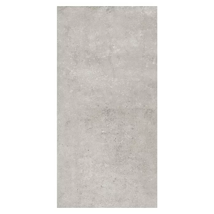 My Home Feinsteinzeugfliese - 60 x 120 cm, Grau, Matt - Hellgraue, strukturierte Beton- oder Steinplatte.