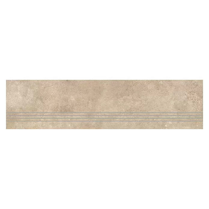 My Home Stufen- & Abdeckplatte - 120 x 30 cm, Beige, Glasiert - Heller, beiger, strukturierter Stufenbelag mit drei horizontalen Anti-Rutsch-Rillen.