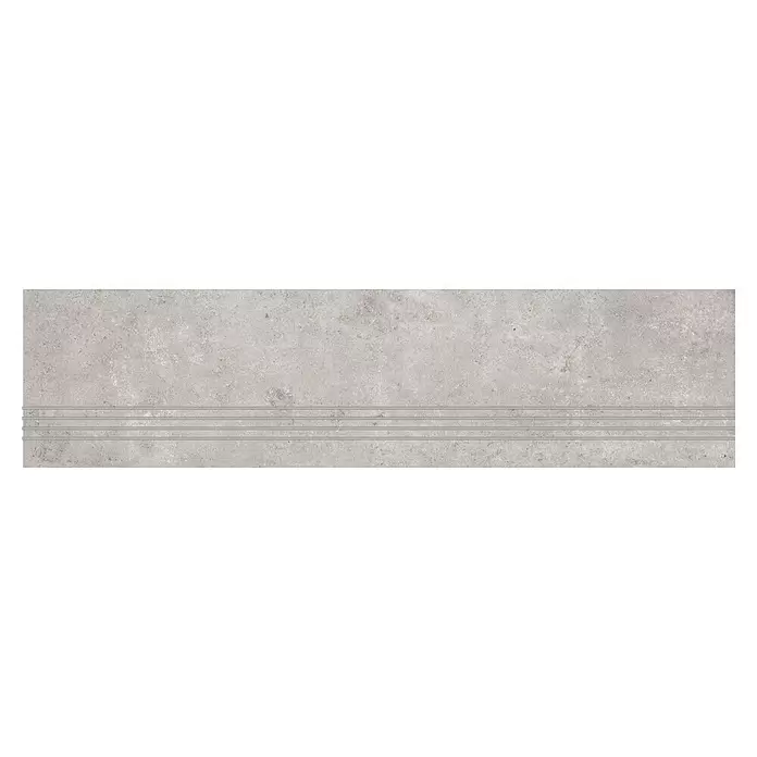 My Home Stufen- & Abdeckplatte - 120 x 30 cm, Grau, Glasiert - Hellgraue Fliese in Steinoptik mit vier horizontalen Antirutsch-Rillen für Stufen.