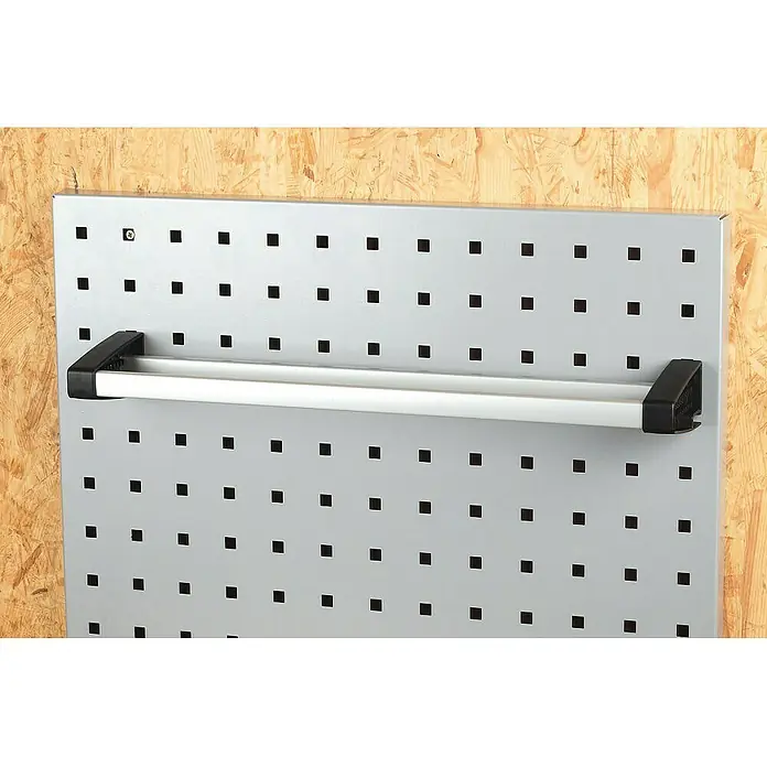 Wolfcraft Soporte portaherramientas abierto - Apto para: Herramientas de mano - Panel perforado para herramientas con una superficie gris resistente y un soporte práctico, ideal para la organización del taller.