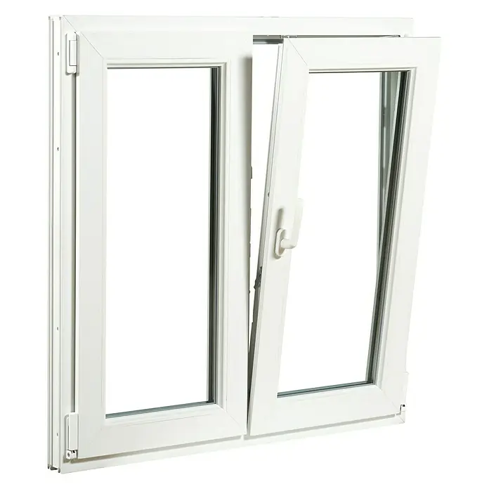 Solid Elements Ventana de PVC practicable-oscilobatiente - 100 x 100 cm, Derecha, Blanco - Ventana blanca de doble hoja con una hoja abatible abierta, que permite mucha luz y una estética moderna.