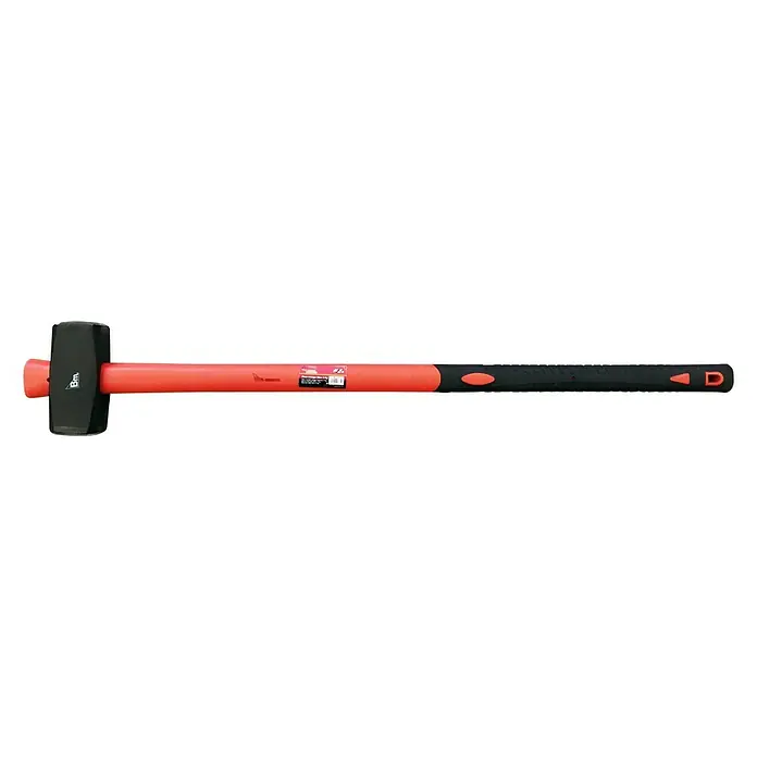 Maza 3 kg - Largo: 90 cm, 600 g, Acero - En la imagen se ve una maza con cabeza negra y mango rojo y negro, una herramienta robusta para trabajos pesados.