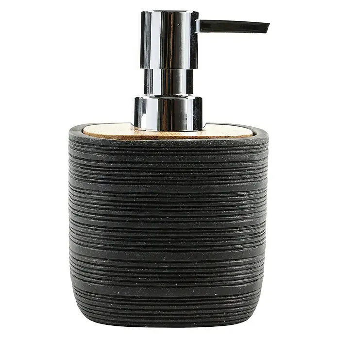 Bath Stage B-Kubic Dispensador de jabón - L x An x Al: 85 x 85 x 13 cm, Plástico, Negro - Dispensador de jabón con diseño elegante, combinación de recipiente negro texturizado y bomba cromada brillante, ideal para baño o cocina.