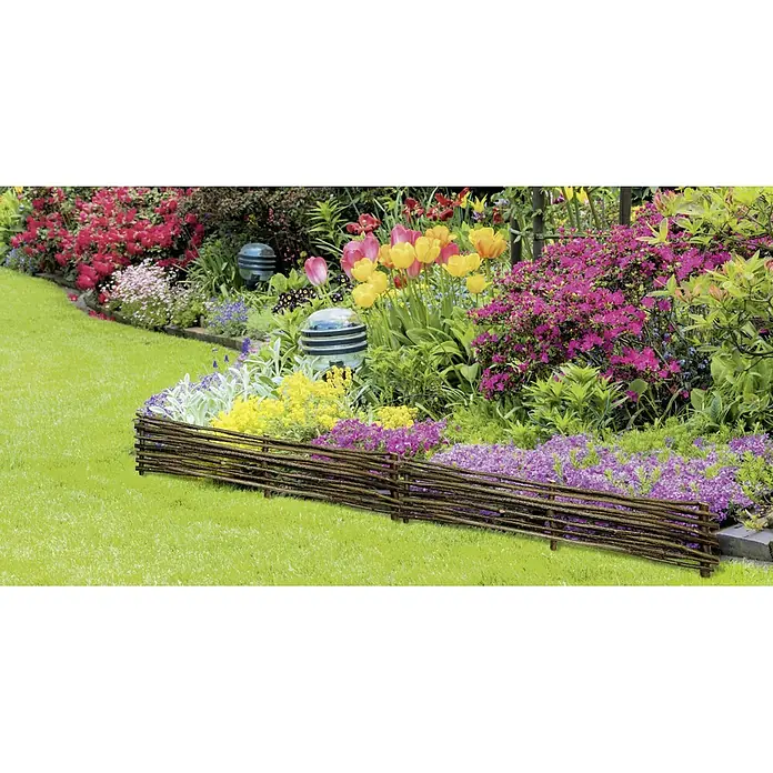 Beeteinfassung - Haselnuss, 90 x 20 cm - Dekorative Weiden-Beeteinfassung, ideal für die stilvolle Abgrenzung von Blumenbeeten im Garten. Sieht toll aus!