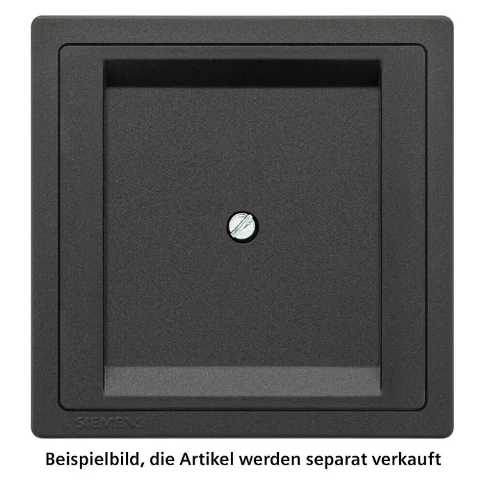 Siemens Delta Style Blindabdeckung SIE044479 - Anthrazit Cosso, Glänzend, Kunststoff, Unterputzmontage - Dunkelgrauer matter quadratischer Abdeckrahmen mit vertieftem Design und zentraler Befestigungsschraube.